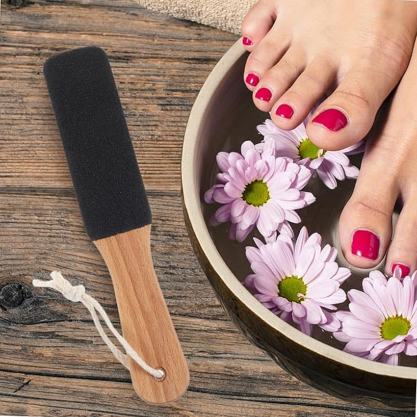 Foot File Callus Remover Double-Sided Pedicure Tool Gel Foot Callus Remover Wooden Handle