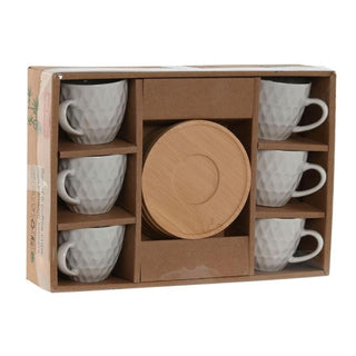 Coffee Cups on Wooden Saucer