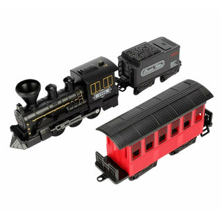 Children's railway "Classic Train", 15 Parts, Light, Sound, Smoke, Black/Red, 50x29 Cm