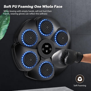 Music Boxing Machine, 2024 New Smart Bluetooth Musical Boxing Machine with Boxing Gloves, Wall-Mounted Boxing Machine, 9 Speed Modes and Counting Mode For Adults and Children Exercise (Black)