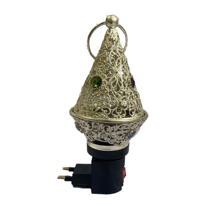 ZOLDYCK Cone Triangle Shaped Fancy Kapoor DaniIncense BurnerBakhoor Dani with Direct Plug in (Bronze)