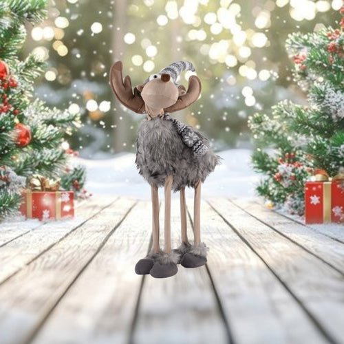 Festive Plush Moose Decoration 30Cm