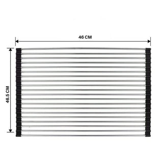 MOHREE™ Over The Sink Grey Dish Drying Rack, Dish Drainer Rack, Roll up Utensil Drying Rack for Kitchen, Stainless Steel Multipurpose Foldable Dish Plate Big Size for Counter top wash