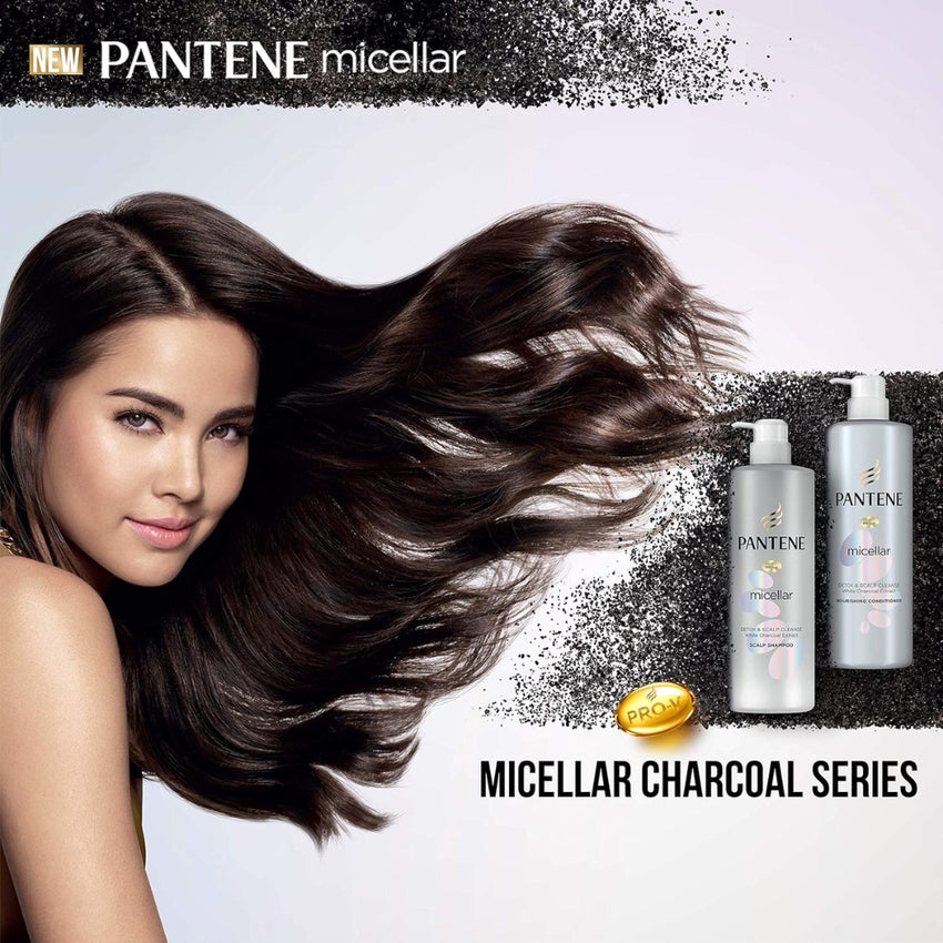 Pantene Micellar Detox & Scalp Cleanse White Charcoal Extract Shampoo, 530Ml.
