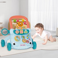 IoF Sit-to-Learn Foldable Baby Walker - Baby Walker with Learning Toys-Lion-Themed Blue