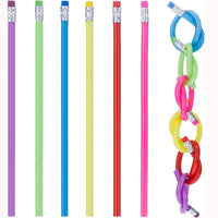 6 Pieces Bendable Pencil Flexible Bendy Soft Pencils with Eraser, Colorfu