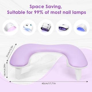 Arm Rest for Nails Tech, U Shaped Manicure Nail Arm Rest Pillow Cushion, PU Leather Nail Hand Rest Stand for Acrylic Nail Art Tech, Purple
