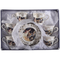 Set of Porcelain Cups with Pearls on Oyster Plate