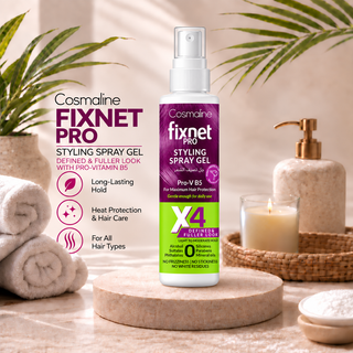 Cosmaline Fixnet Pro Styling Spray Gel X4 – Defined & Fuller Look with Pro-Vitamin B5 125ml