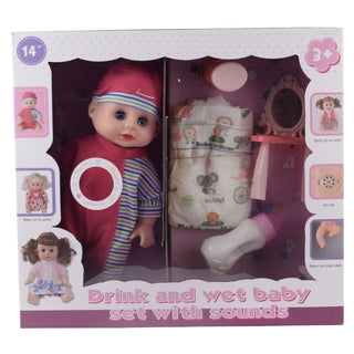Drink and Wet Baby Doll Set with Sounds