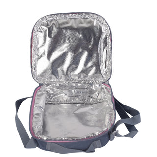 Navy Blue Lunch Bag with Pink Trim and Adjustable Strap