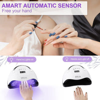 UV Nail Dryer Lamp 180W UV LED Portable Professional Automatic 4 Timers 10/30/60/99S, LCD Screen, Removable Base, Intelligent Sensor Lamp UV Nail Dryer for All Gels