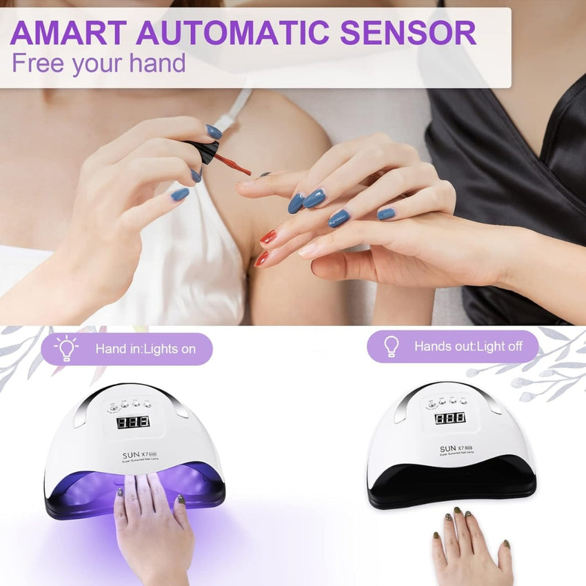 UV Nail Dryer Lamp 180W UV LED Portable Professional Automatic 4 Timers 10/30/60/99S, LCD Screen, Removable Base, Intelligent Sensor Lamp UV Nail Dryer for All Gels