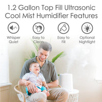 4.5L Cool Mist Top Fill Humidifier & Aroma Diffuser For Medium To Large Rooms