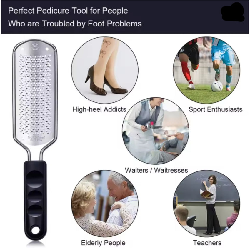 Stainless Steel Foot Files, Crusty Foot Remover, Dead Skin Remover, Foot Care, Suitable for Men and Women, Suitable for Crusty and Chapped Feet (Black)