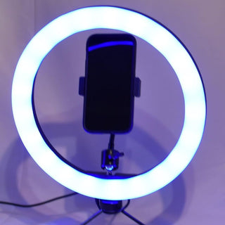 Selfie Ring Light with Metal Stand for Photos, Videos, and Streaming on YouTube, Instagram, and TikTok. Works with Smartphones, Cameras, and Webcams. MJ30 12-inch RGB LED Tripod Stand