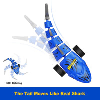 Remote Control Shark Toys, RC Shark Cars with Led Light, Rechargeable RC Robot Toy for Kids, 360° Rotating & Swinging Tail, Birthday Gifts for Girls Boys Age 3-5 5-7 8-10