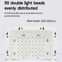 380W UV LED Dual Light Source Nail Lamp Intelligent Induction Timed Feature Special Light Therapy Machine for Home Use Includes