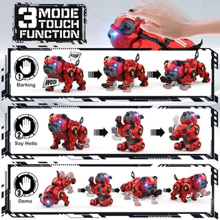 Robot Dog for Kids, Remote Control Robot Rechargeable Programing Stunt Robo Dog with Sing, Dance, Touch Function, Robotic Dog Toy for Boys s, Red