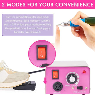 Electric Nail Drill Machine, Professional 25000RPM Acrylic Nail File Drill Manicure, Nail File for Acrylic Nails, Gel Nail Polish Remover Machine for Home and Salon, Adjustable Speed