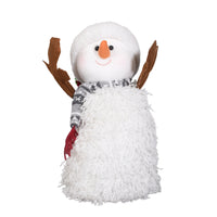 Adjustable Fluffy Snowman Decoration with Antler Arms