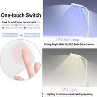 wenxintek 2 in 1 LED UV Nail Lamp Light with Gooseneck and Clip,Flexible Flash Cure Nail Lamp for Curing Acrylic Nails Gel Polish,Nail Desk Lamp for Reading,Manicure Salon Nail DIY Tool, USB Cable