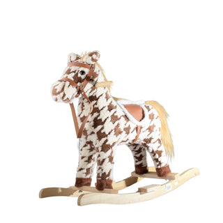 Plush Rocking Horse – Brown and White Pattern