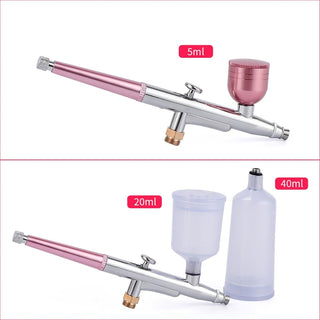 Cordless Airbrush Kit, Rechargeable Handheld Air Compressor Spray Gun Airbrush Kit for Nail Art, Cake, Make Up, Tattoo, Face Paint and Model Pink
