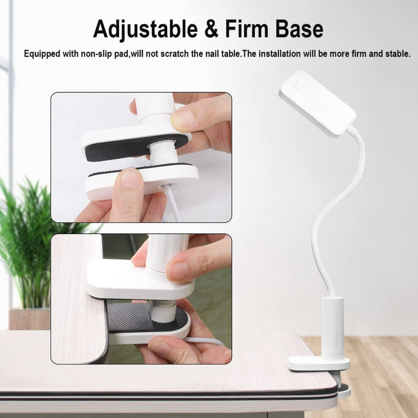 wenxintek 2 in 1 LED UV Nail Lamp Light with Gooseneck and Clip,Flexible Flash Cure Nail Lamp for Curing Acrylic Nails Gel Polish,Nail Desk Lamp for Reading,Manicure Salon Nail DIY Tool, USB Cable