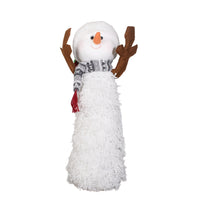 Adjustable Fluffy Snowman Decoration with Antler Arms