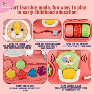 5 in 1 Baby Walker Train, Sit-to-Stand Learning Alphabet Train for Kids, Multifunctional Early Educational Music Activity Center, Removable Play Panel, Pull-Along Car for Kids