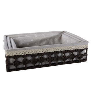 Desktop Woven Storage Basket, Multi-functional Organizer Set, Large+Medium+Small, Woven Craftsmanship