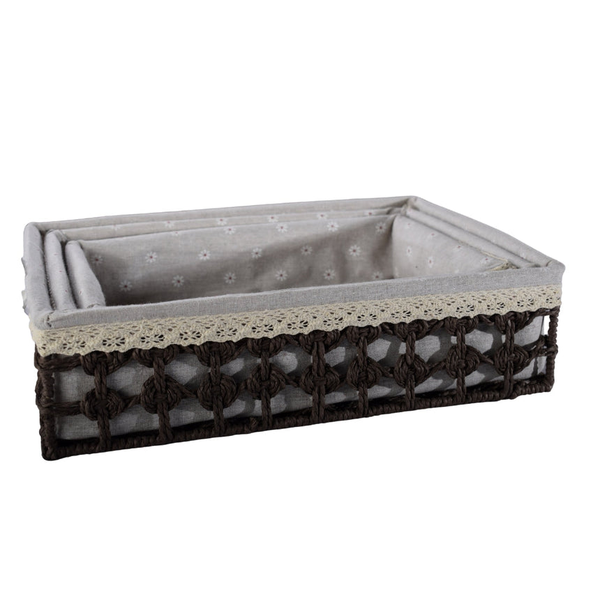 Desktop Woven Storage Basket, Multi-functional Organizer Set, Large+Medium+Small, Woven Craftsmanship