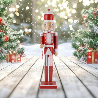 Nutcracker Figurine Christmas Decor  Crafts Statue Christmas Nutcracker King for Living Room Holiday Home, Red