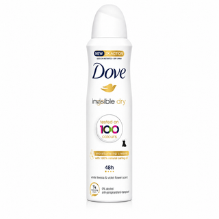 Dove Invisible Dry Tested on 100 Colors 48h violet and White Freesia Scent 150ml
