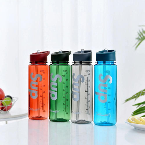 750 ml PP Plastic Water Bottle Cup Colorful Life Portable Outdoor Sports & Fitness Travel Drinking Water Bottles with straw