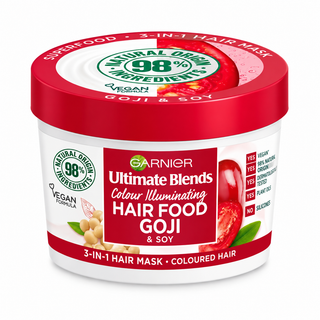 Garnier Ultimate Blends Colour Illuminating Hair Food Goji & Soy 3-in-1 Hair Mask for Coloured Hair 390ml
