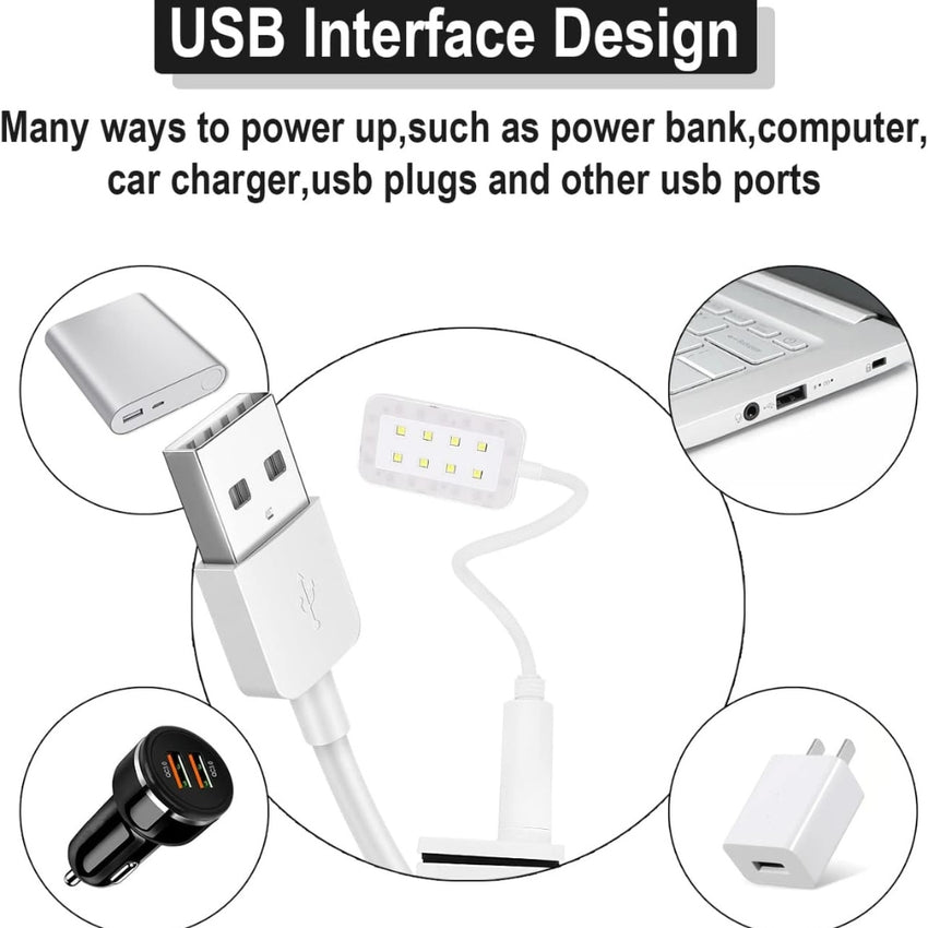 wenxintek 2 in 1 LED UV Nail Lamp Light with Gooseneck and Clip,Flexible Flash Cure Nail Lamp for Curing Acrylic Nails Gel Polish,Nail Desk Lamp for Reading,Manicure Salon Nail DIY Tool, USB Cable