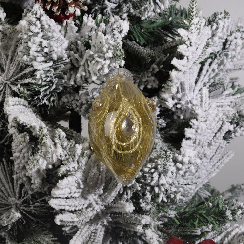 Elegant Teardrop Ornament on Snowy Christmas Tree  3PCS