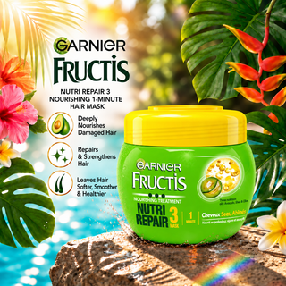 Garnier Fructis Nutri Repair 3 Nourishing 1-Minute Hair Mask with Avocado, Shea & Olive Oils 300ml