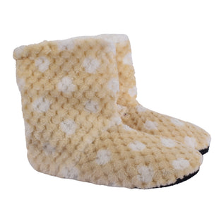 Cozy Polka Dot Plush Slipper Boots