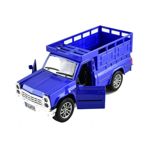 Alloy Pull Back Animal Truck Transporter Model, Simulation Sound And Light Pickup Truck Toy, 2 Doors Open