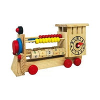 Bs Sales Train Engine Abacus with Clock Counting Beads Pull Along Toy For Boys And Girls (Multicolor)