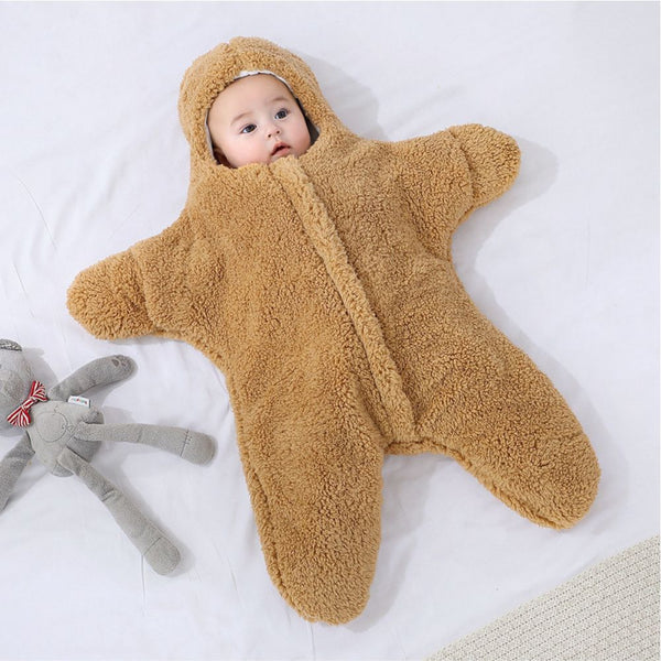 Baby Sleeping Bags Starfish Shape New Winter Soft Newborn Wrap Blanket Swaddling Warm Cotton Sleepsack for Babies.