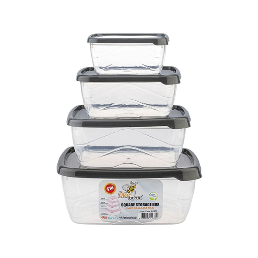 Bee Home Square Storage Box 4 Pcs