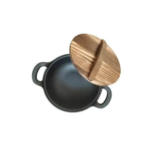 Cast Iron Heavy Duty Pre-Seasoned Wok Pan Black
