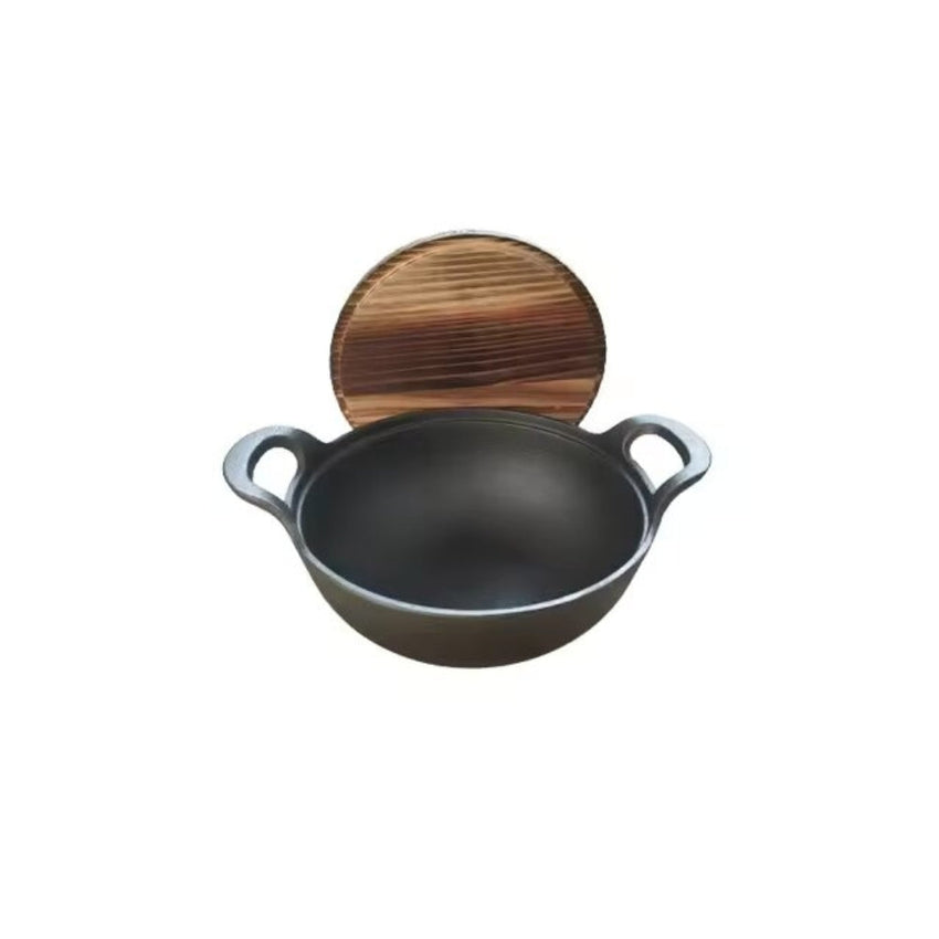 Cast Iron Heavy Duty Pre-Seasoned Wok Pan Black