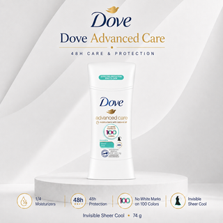 Dove Effective Protection Kind To Skin Advanced Care 48h Antiperspirant Invisible  Sheer Cool 74g