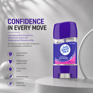 Lady Speed Stick Invisible Dry Power Fresh Fusion Gel Antiperspirant Deodorant 65g