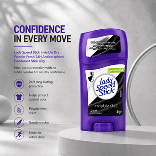 Lady Speed Stick Invisible Dry Powder Fresh 24H Antiperspirant Deodorant Stick 40g